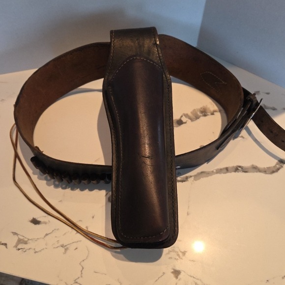 Vintage Cowboy Bucheimer Brown Leather‎ Pistol Holster And Gun Belt Rt Hand Med - Picture 1 of 9